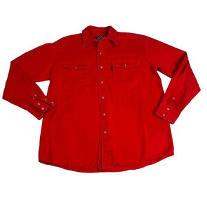 Roper Shirt Mens Medium Red Button Pearl Snap Western Long Sleeve